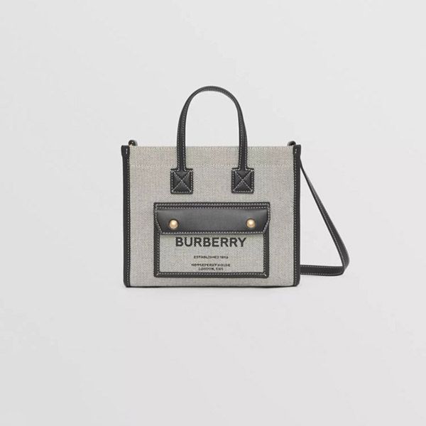 バーバリー トートバッグ 偽物★ミニ ツートン キャンバス&レザー フレヤバッグ 80441421